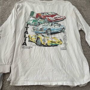 Vintage Italia Car Graphic White Long Sleeve Shirt